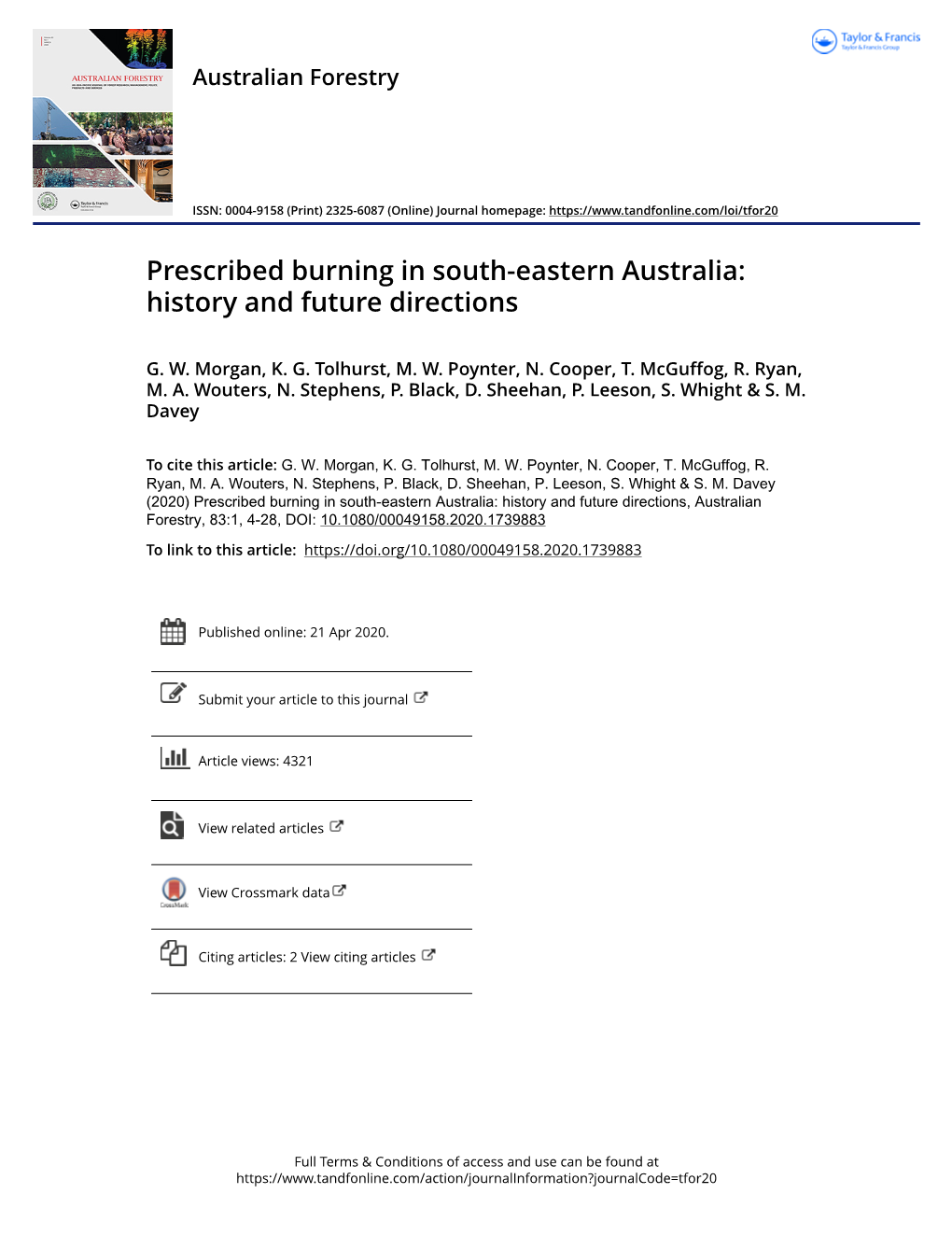 Prescribed Burning in South-Eastern Australia: History and Future Directions