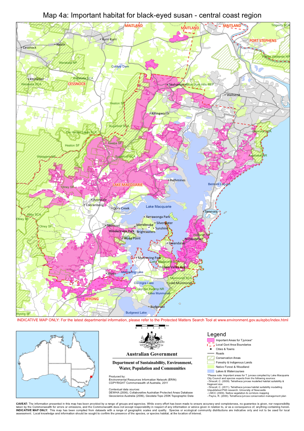 Map 4A: Important Habitat for Black-Eyed Susan - Central Coast Region