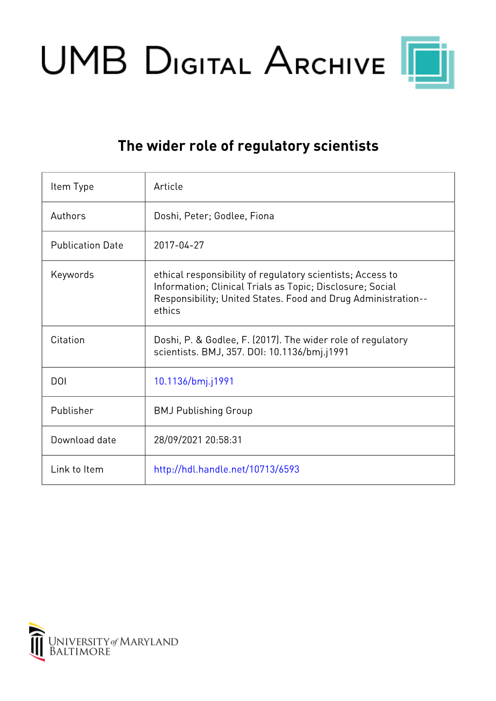 The Wider Role of Regulatory Scientists