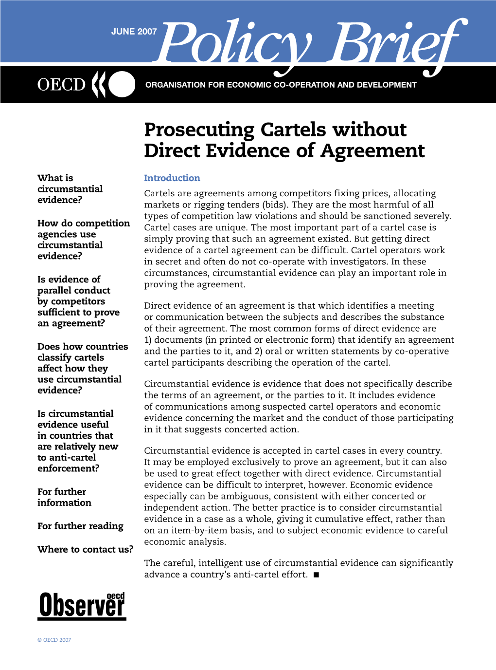 Prosecuting Cartels Without Direct Evidence of Agreement