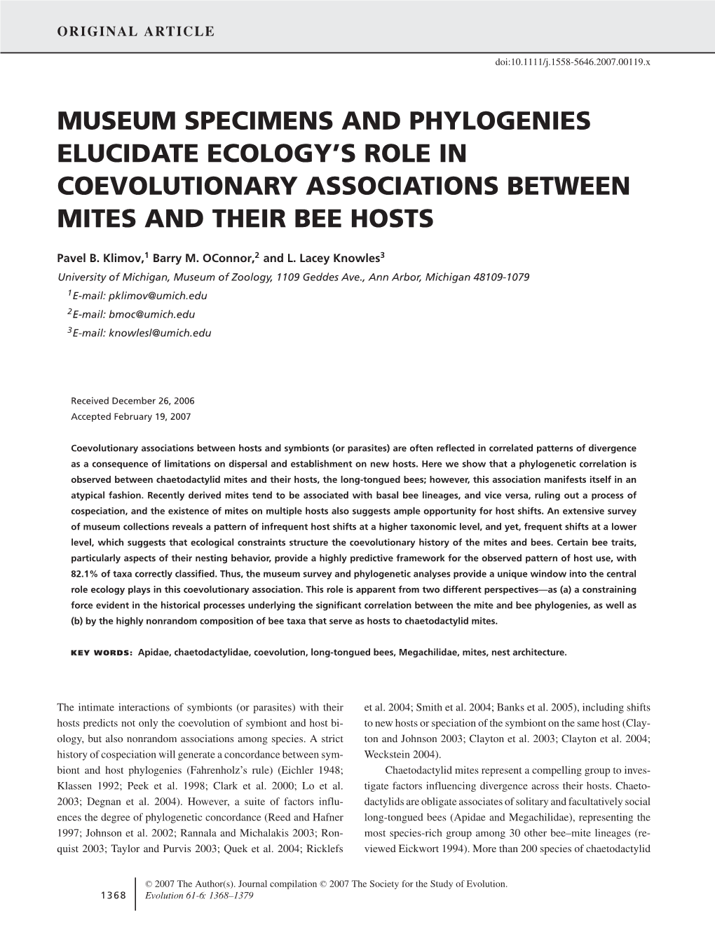 Museum Specimens and Phylogenies Elucidate Ecology's Role In