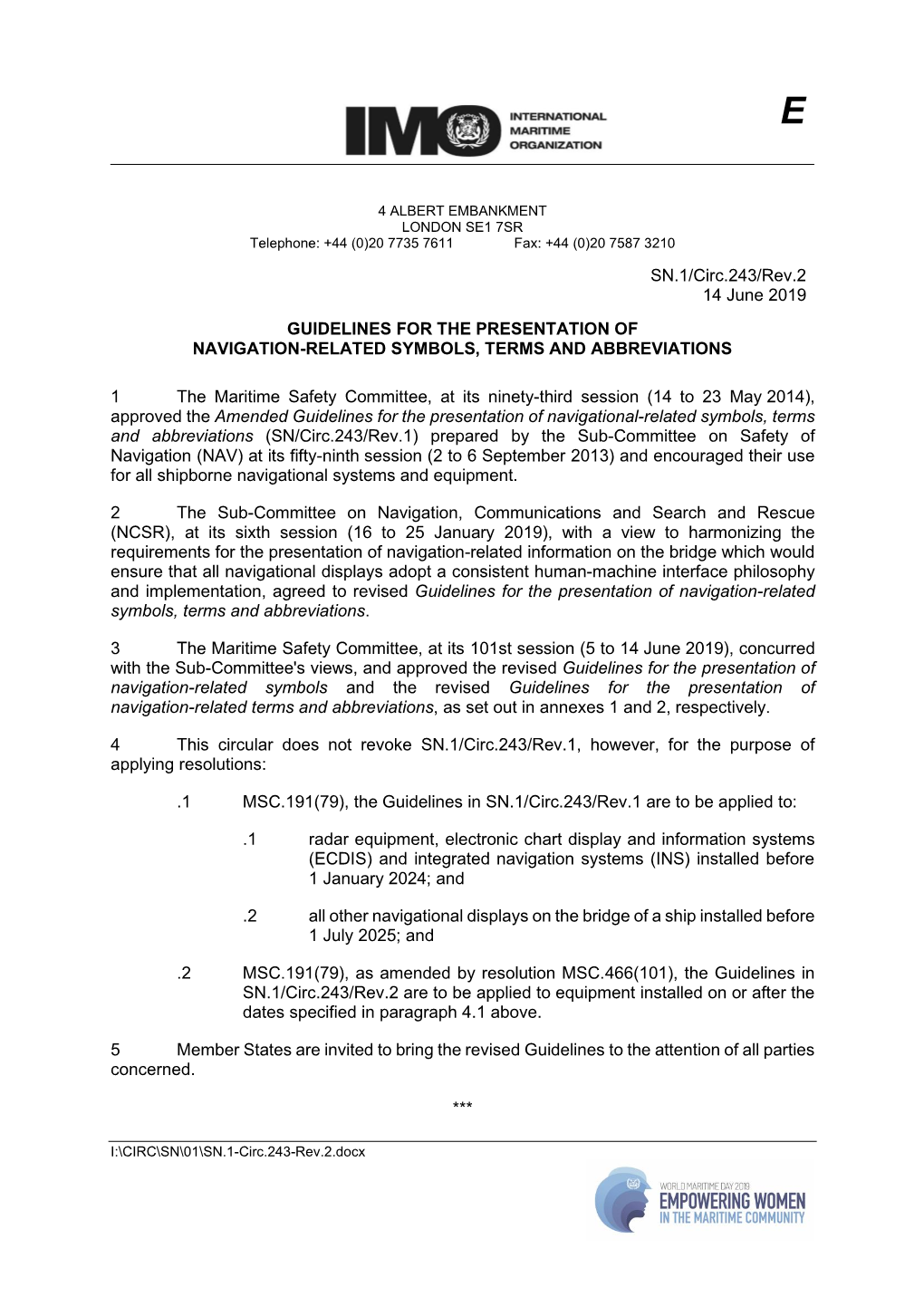 SN.1/Circ.243/Rev.2 14 June 2019 GUIDELINES for THE