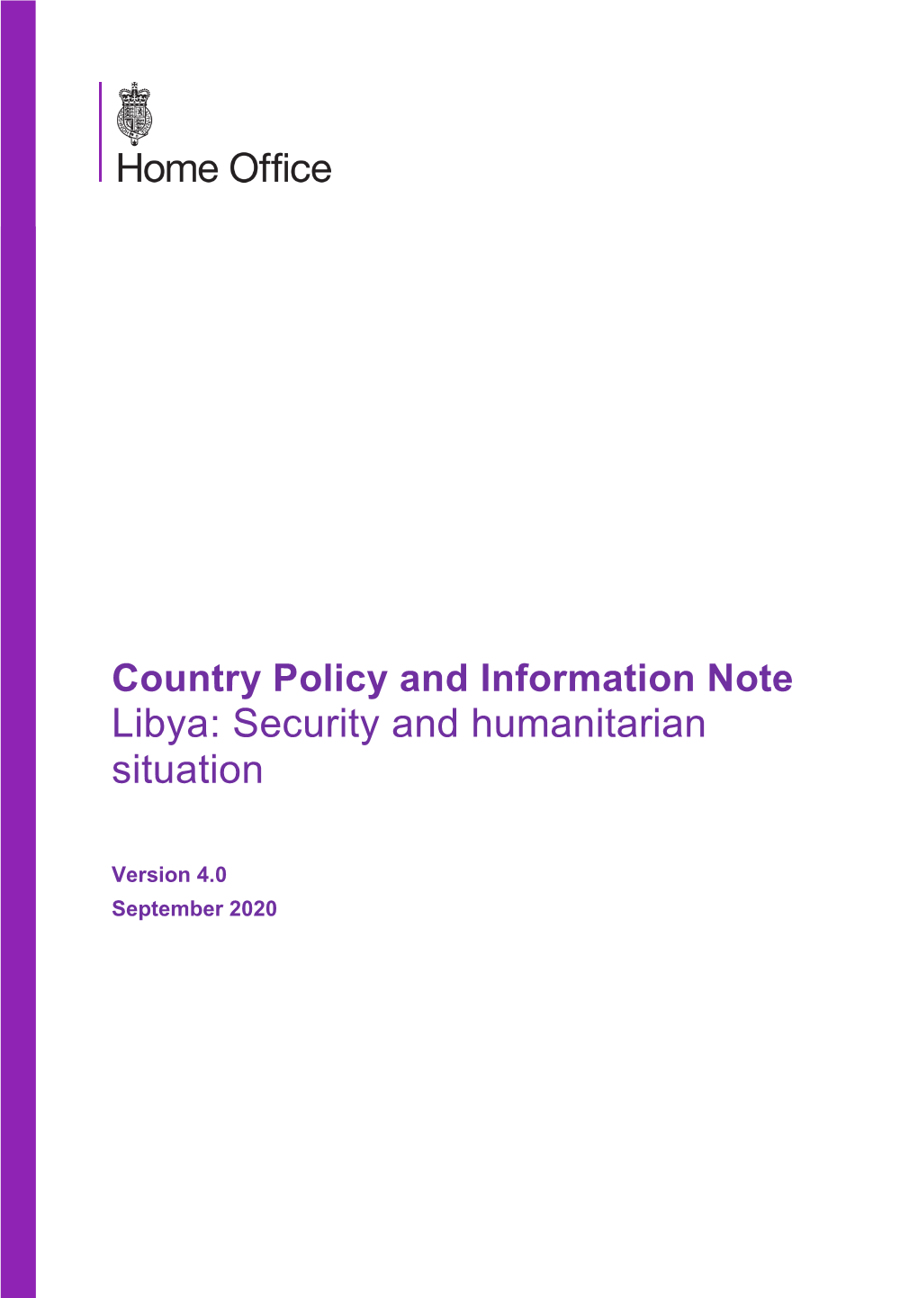 Security and Humanitarian Situation, Libya, September 2020