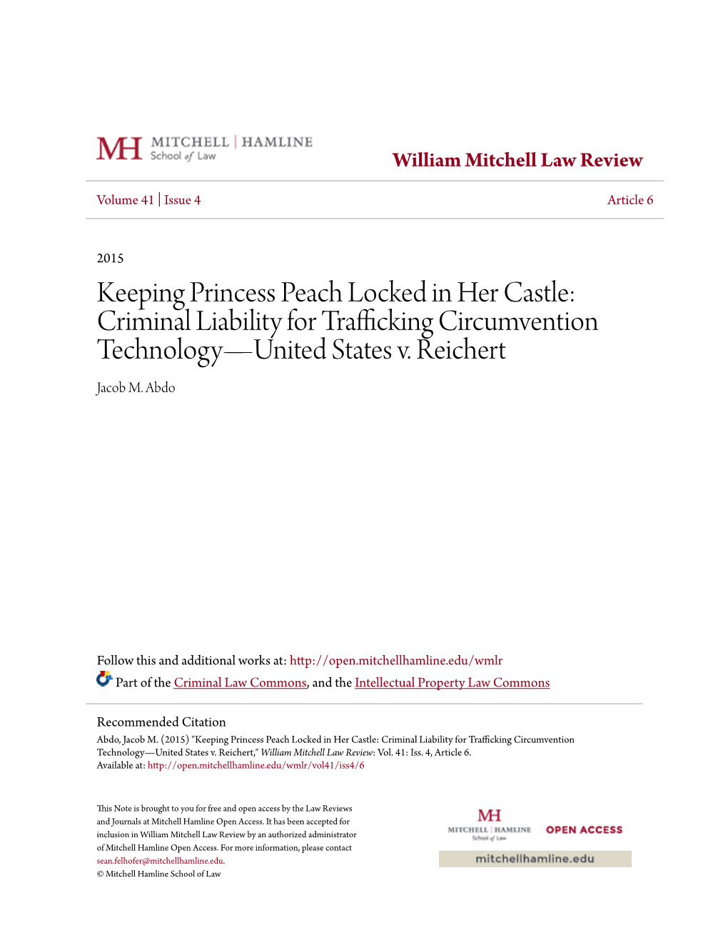 Keeping Princess Peach Locked in Her Castle: Criminal Liability for Trafficking Circumvention Technology—United States V