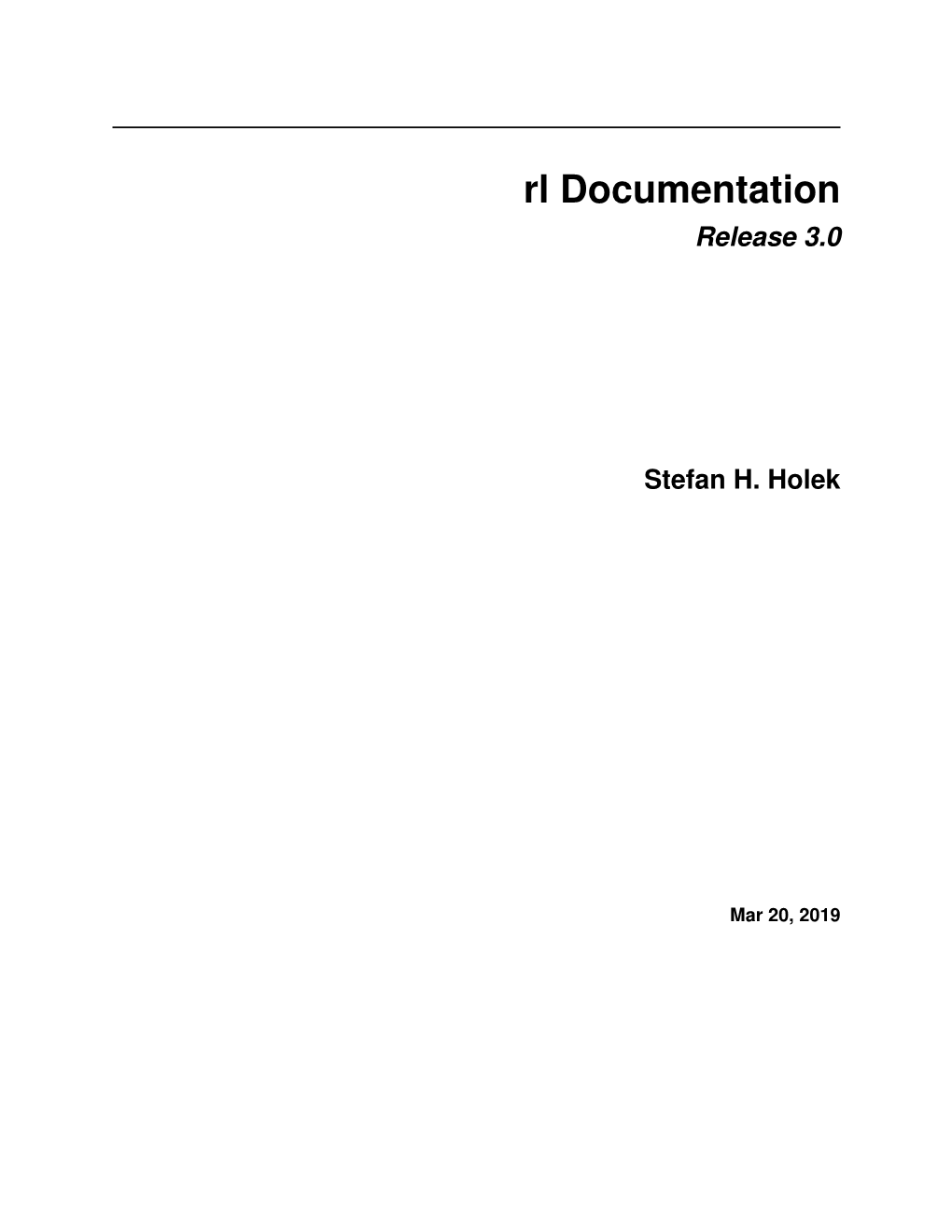 Rl Documentation Release 3.0