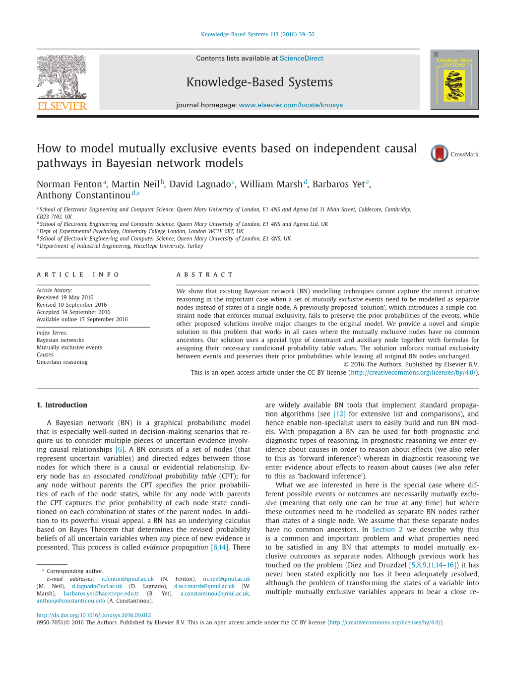 How to Model Mutually Exclusive Events Based on Independent Causal Pathways in Bayesian Network Models