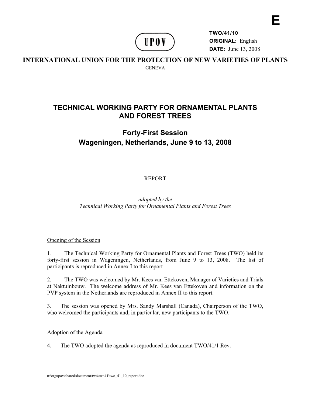 Technical Working Party for Ornamental Plants and Forest Trees