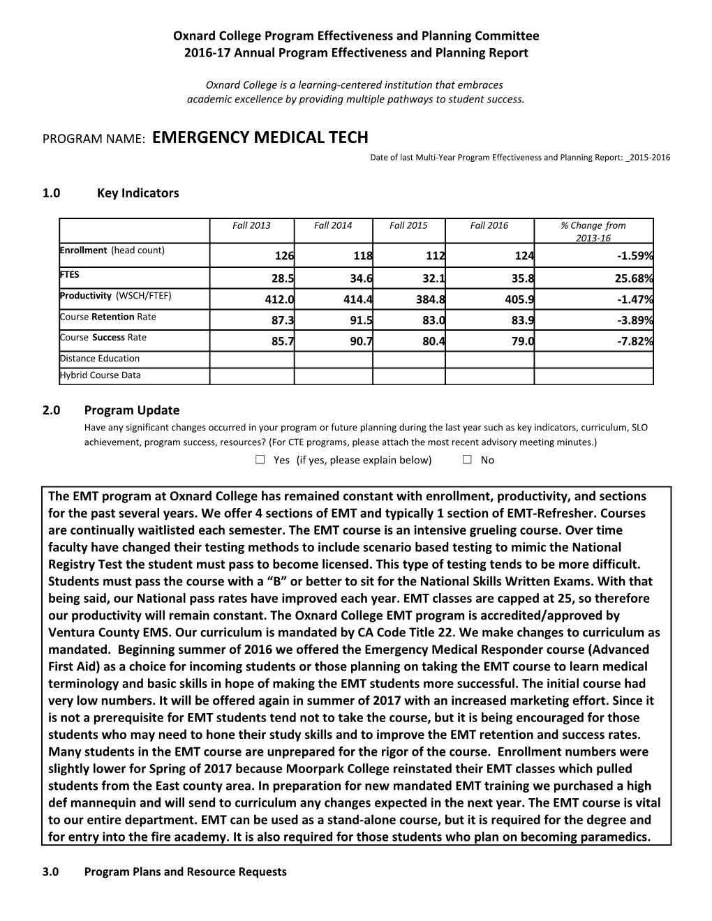 Program Name: Emergency Medical Tech