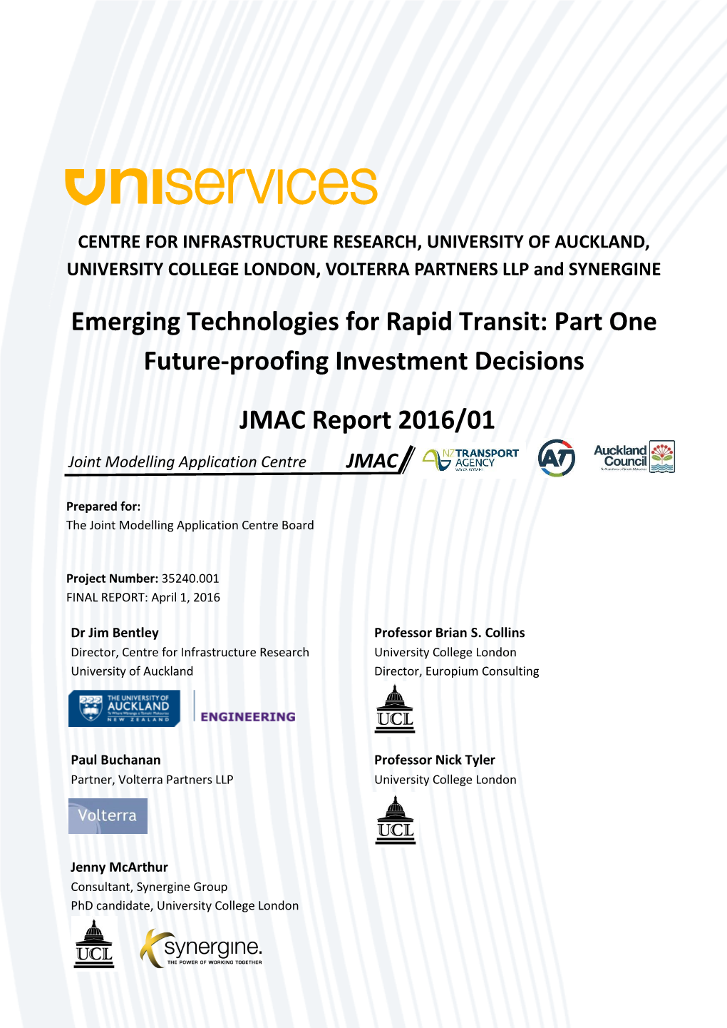 Emerging Technologies for Rapid Transit: Part One Future-Proofing Investment Decisions