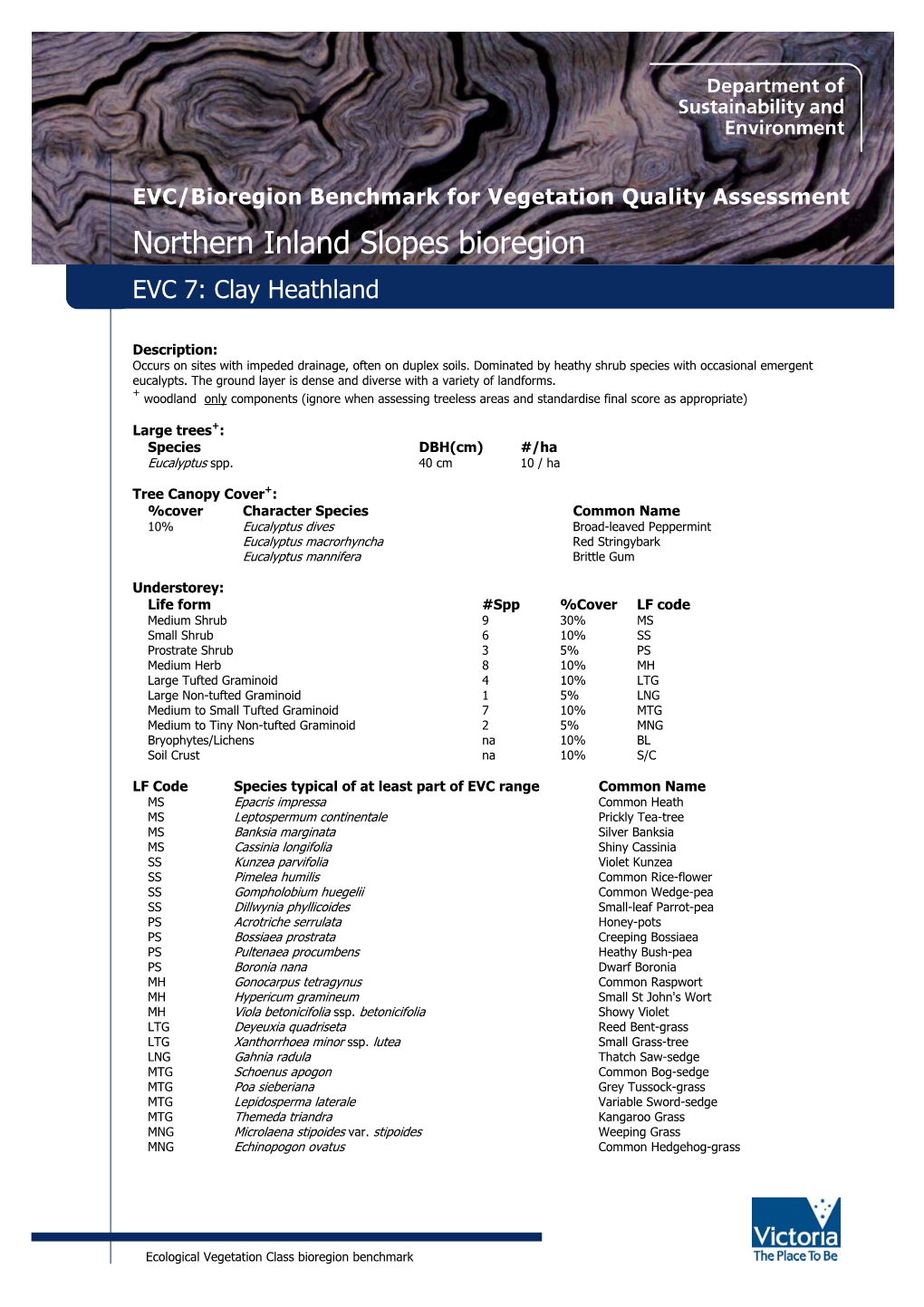 Ecological Vegetation Class Benchmarks of the Northern Inland