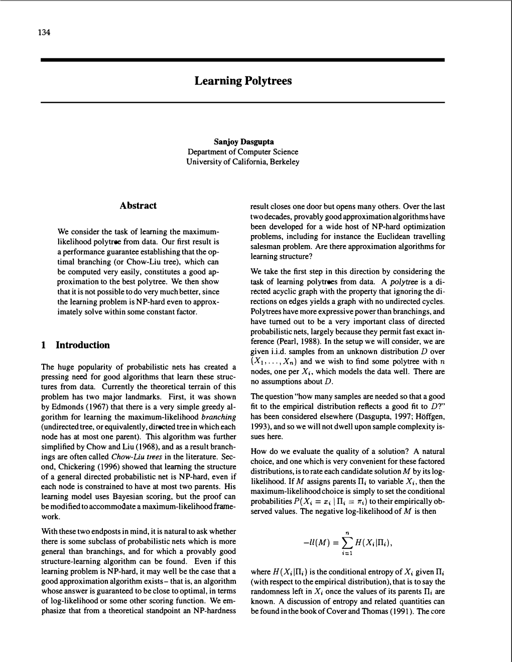 134 Learning Polytrees