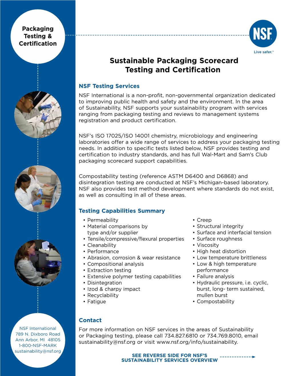 Sustainable Packaging Scorecard Testing and Certification