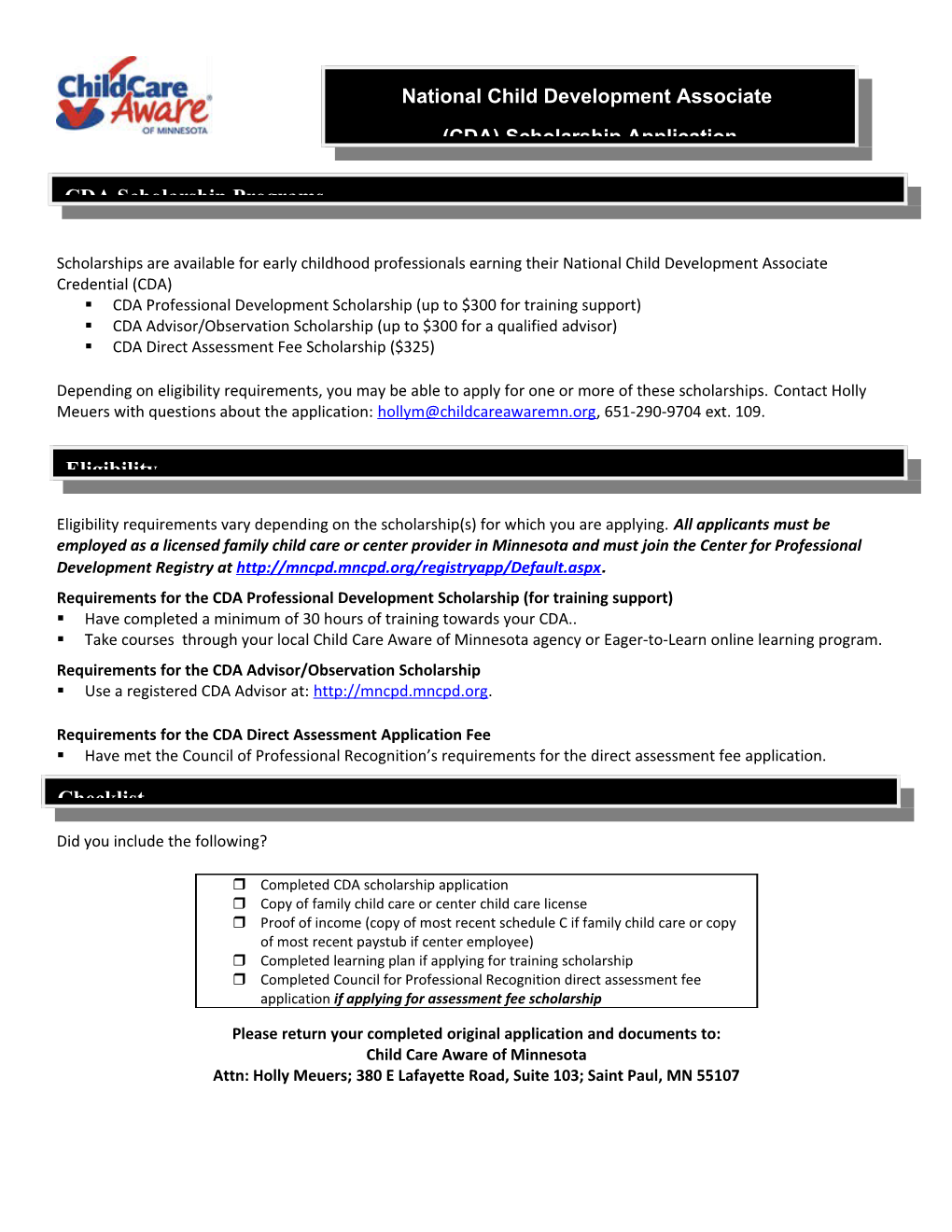 FCC CDA Assessment Fee Scholarship Application 10