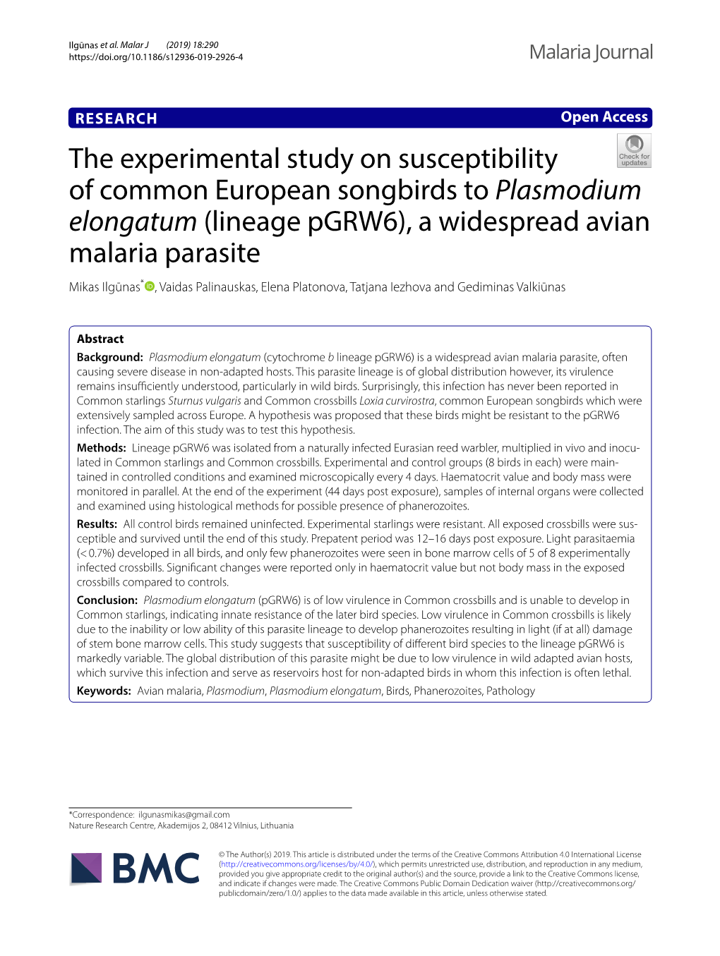 The Experimental Study on Susceptibility of Common European