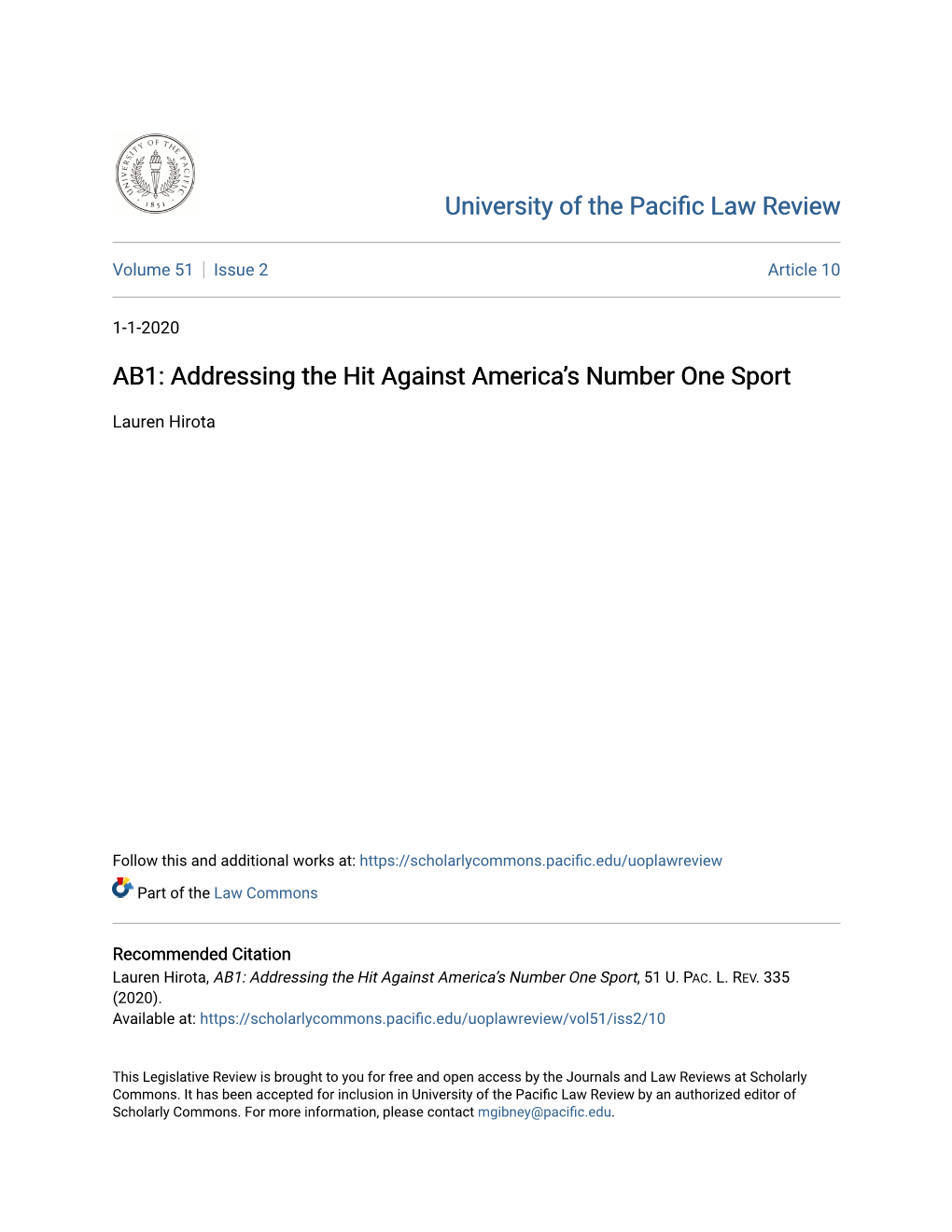 AB1: Addressing the Hit Against America's Number One Sport