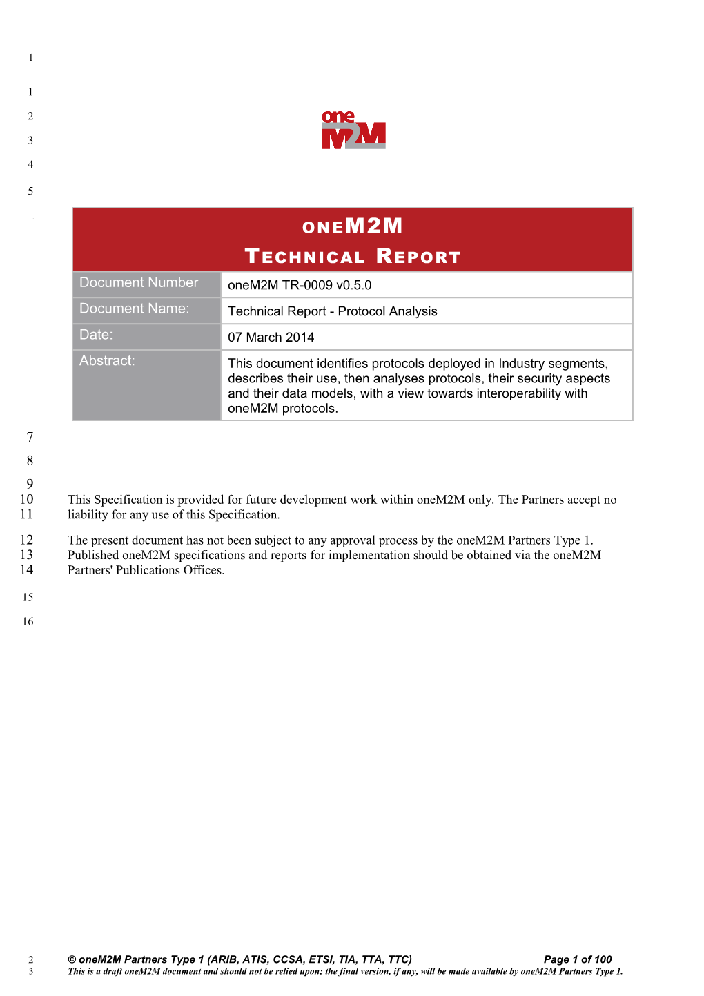 This Specification Is Provided for Future Development Work Within Onem2m Only. the Partners