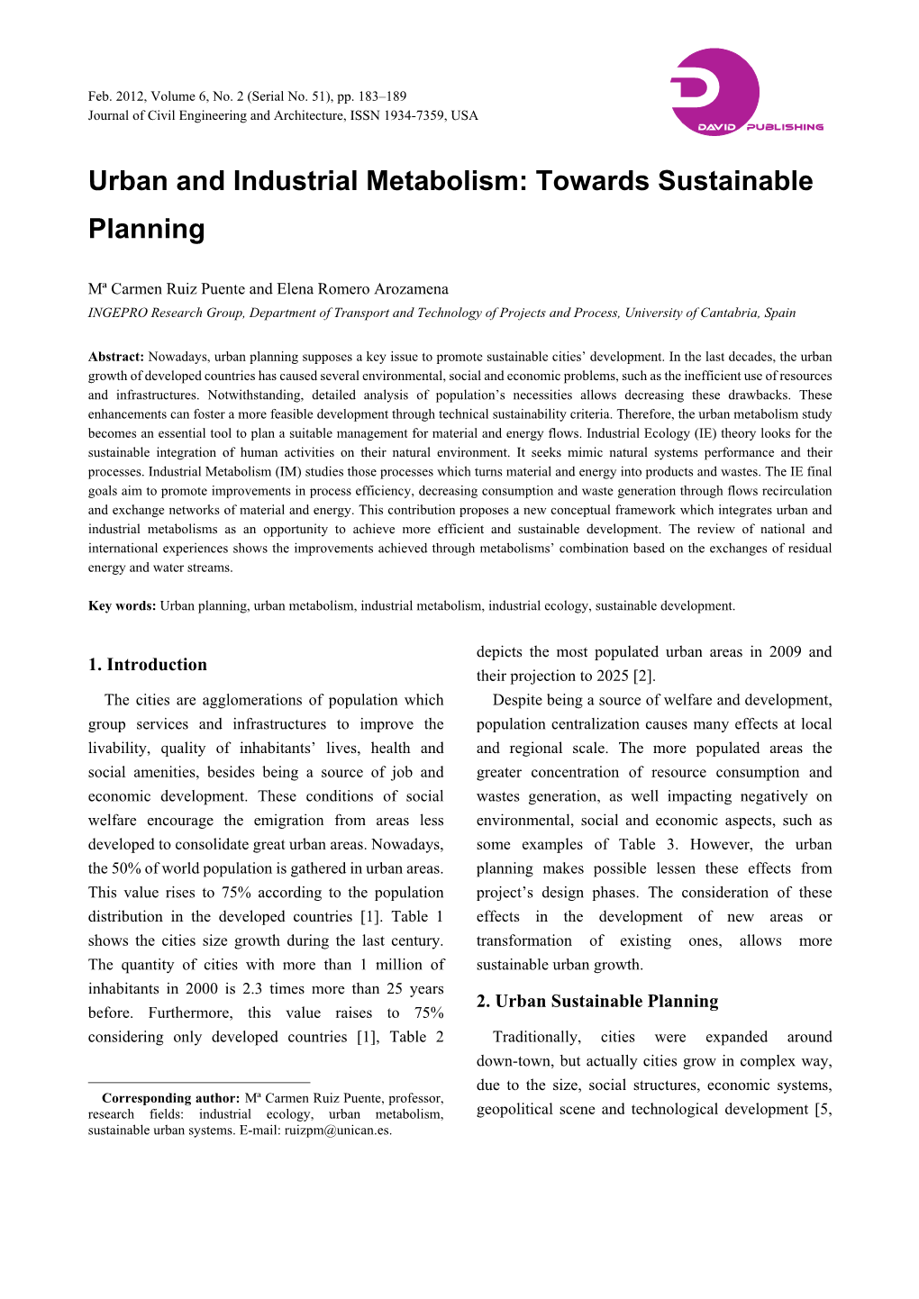 Urban and Industrial Metabolism: Towards Sustainable Planning