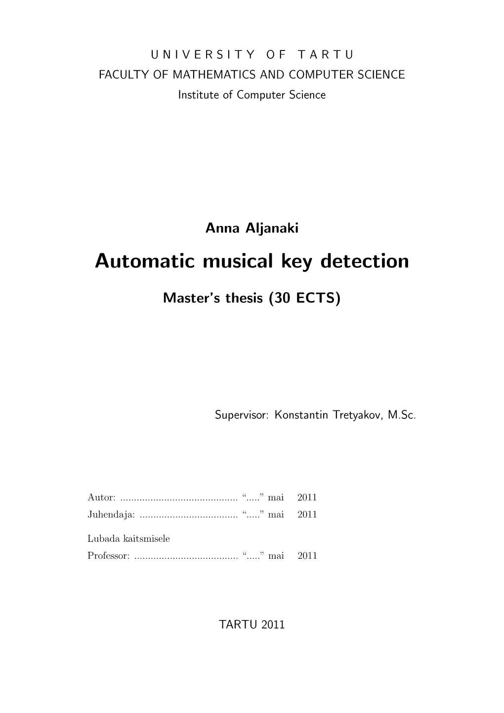 Automatic Musical Key Detection