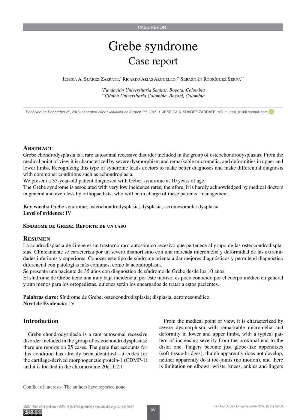 Grebe Syndrome Case Report