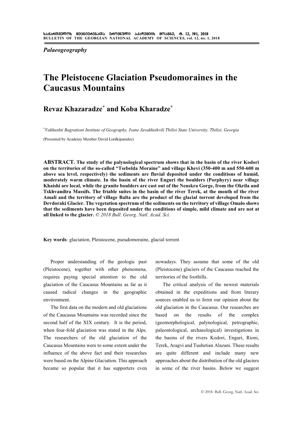 The Pleistocene Glaciation Pseudomoraines in the Caucasus Mountains