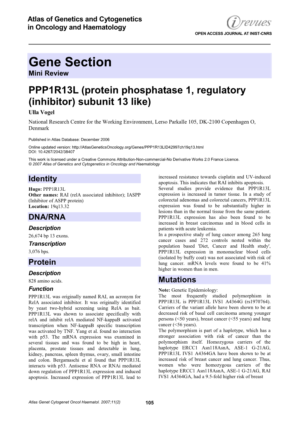 Gene Section Mini Review