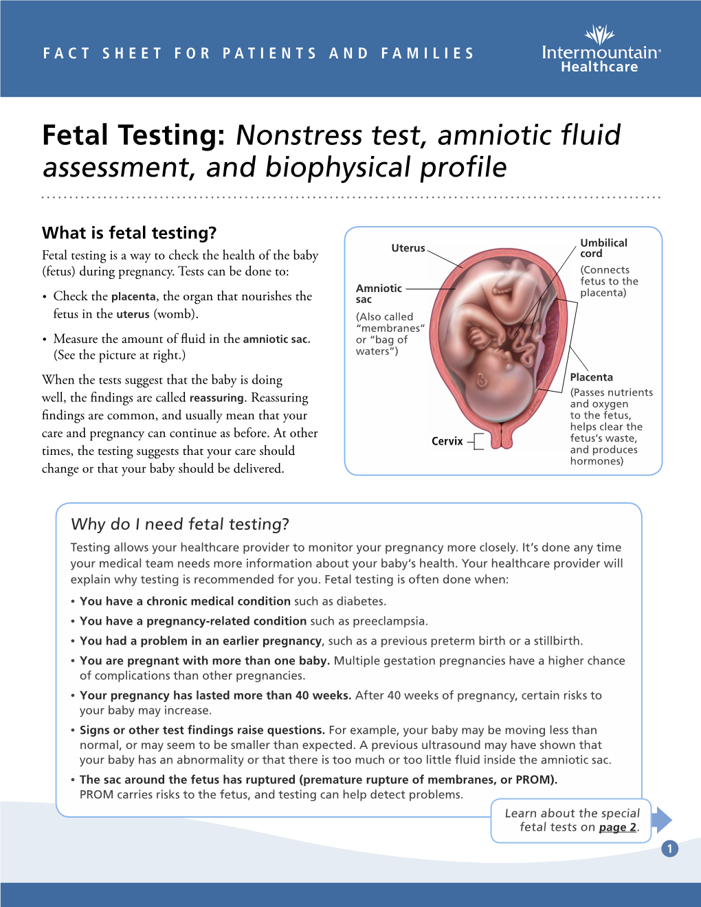 Fetal Testing: Nonstress Test, Amniotic Fluid Assessment, and Biophysical Profile