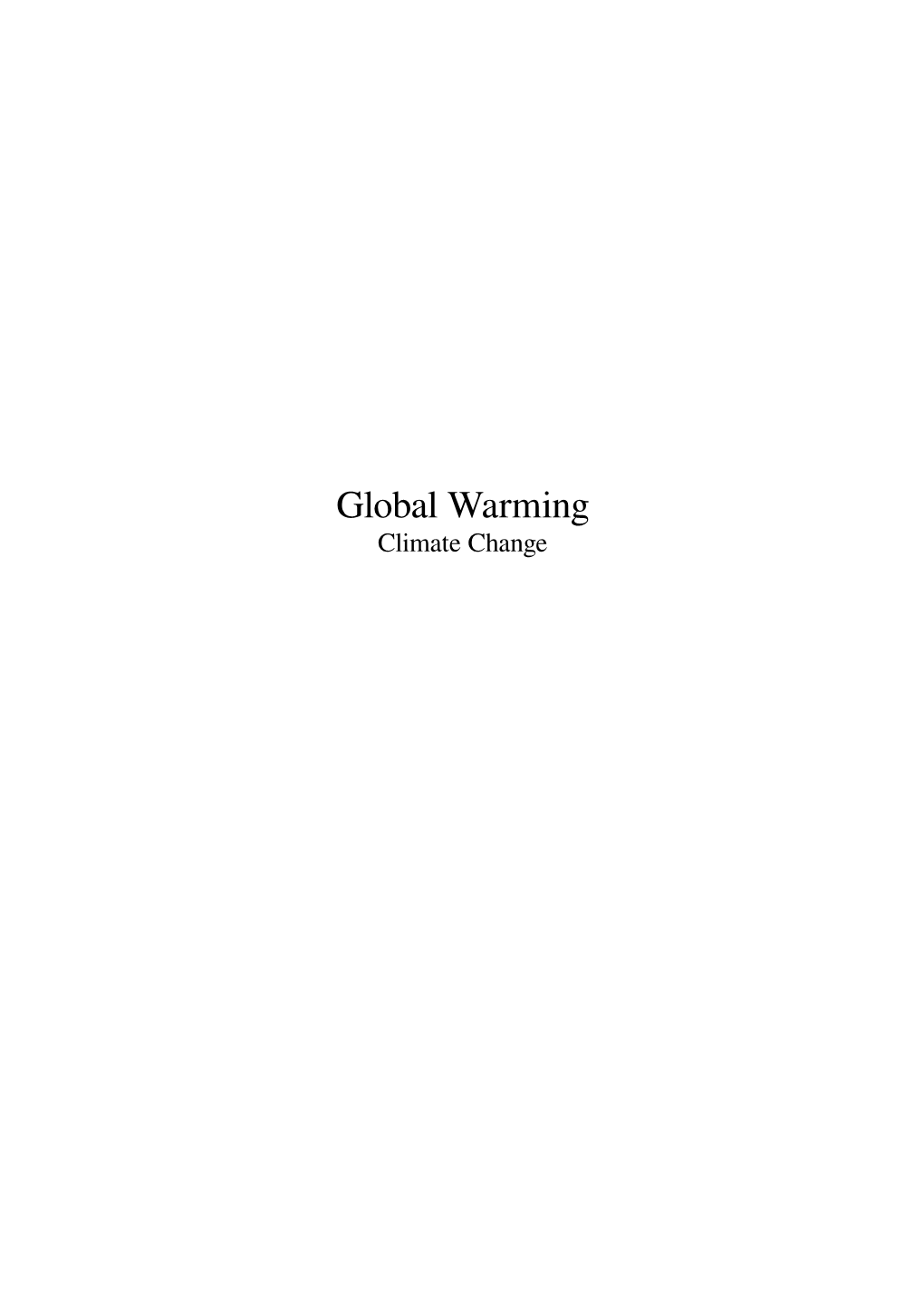 Global Warming Climate Change Contents