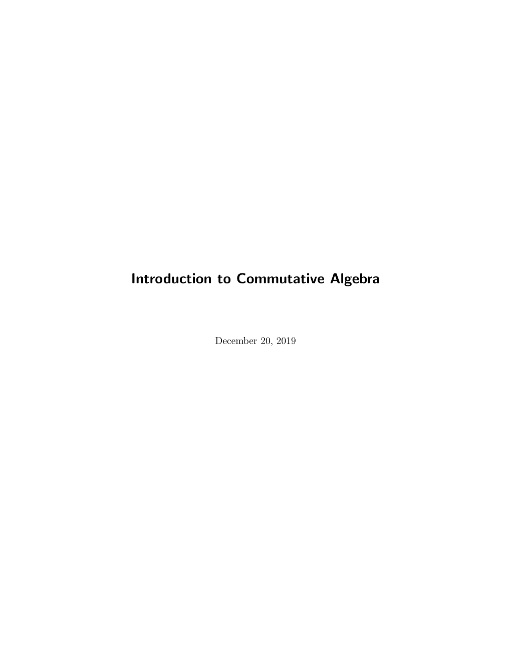 Introduction to Commutative Algebra