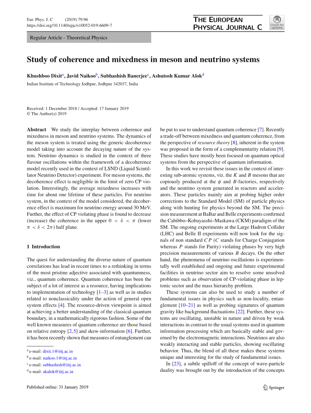 Study of Coherence and Mixedness in Meson and Neutrino Systems