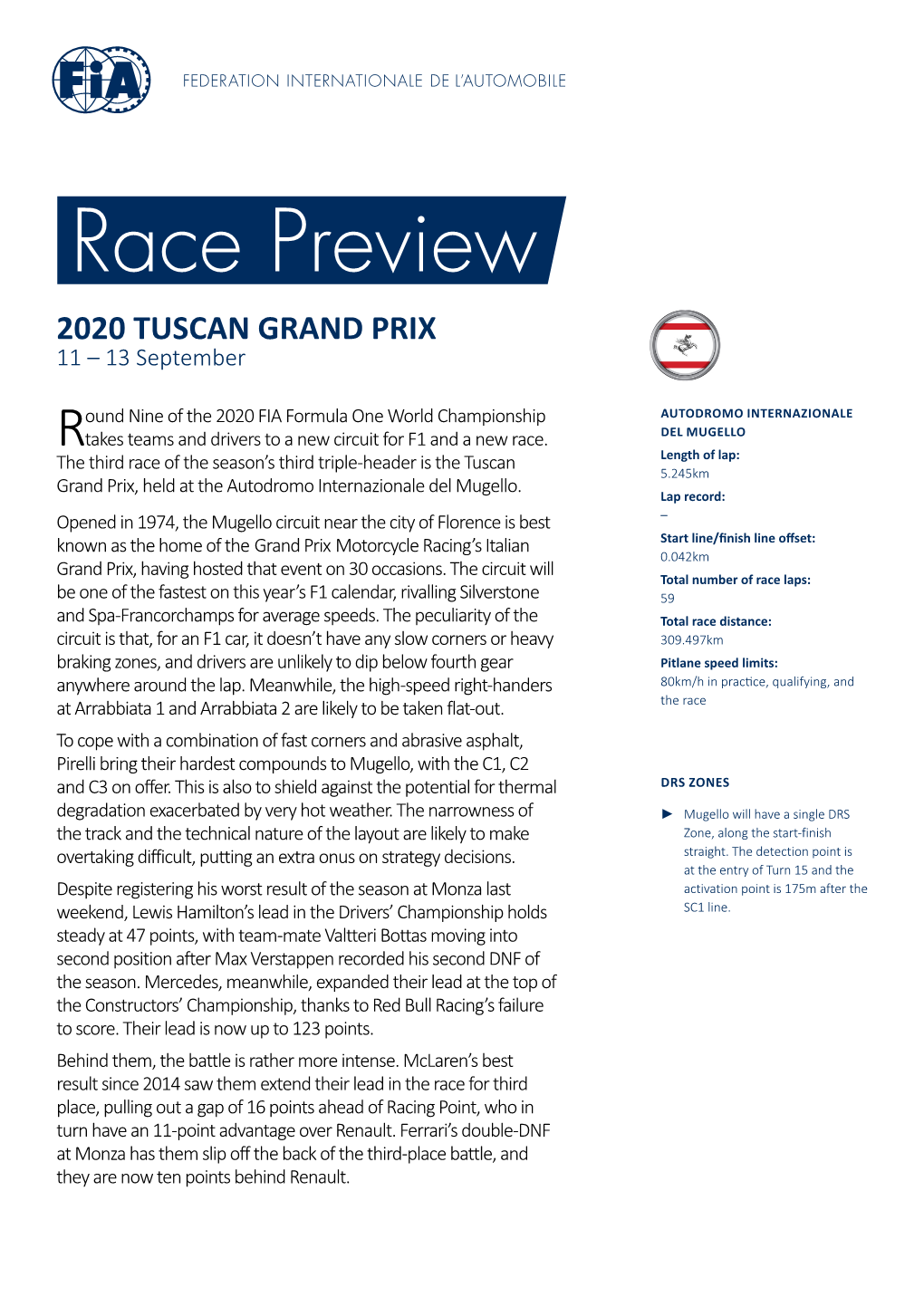 2020 TUSCAN GRAND PRIX 11 – 13 September