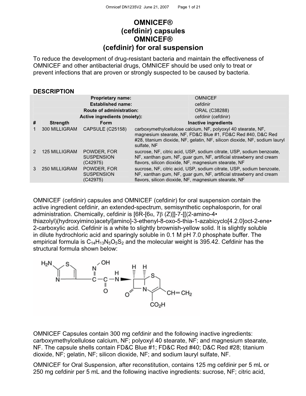 OMNICEF® (Cefdinir)