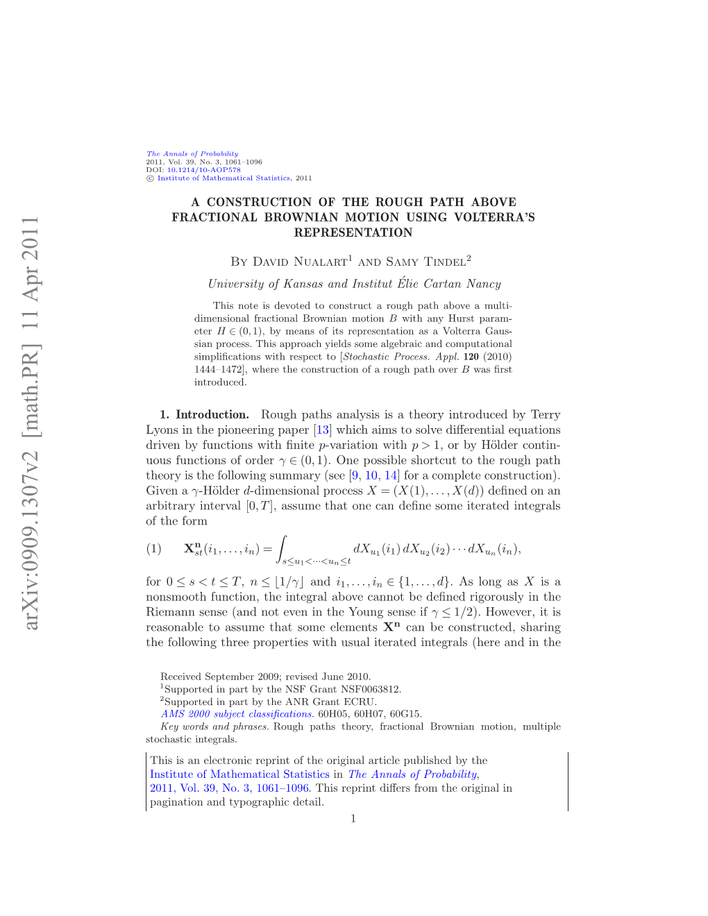 A Construction of the Rough Path Above Fractional Brownian Motion