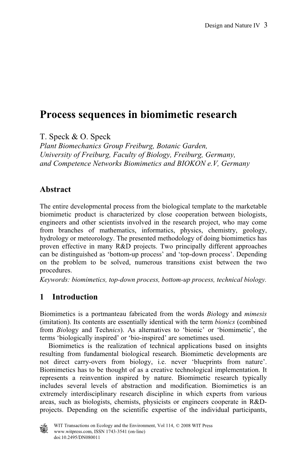 Process Sequences in Biomimetic Research