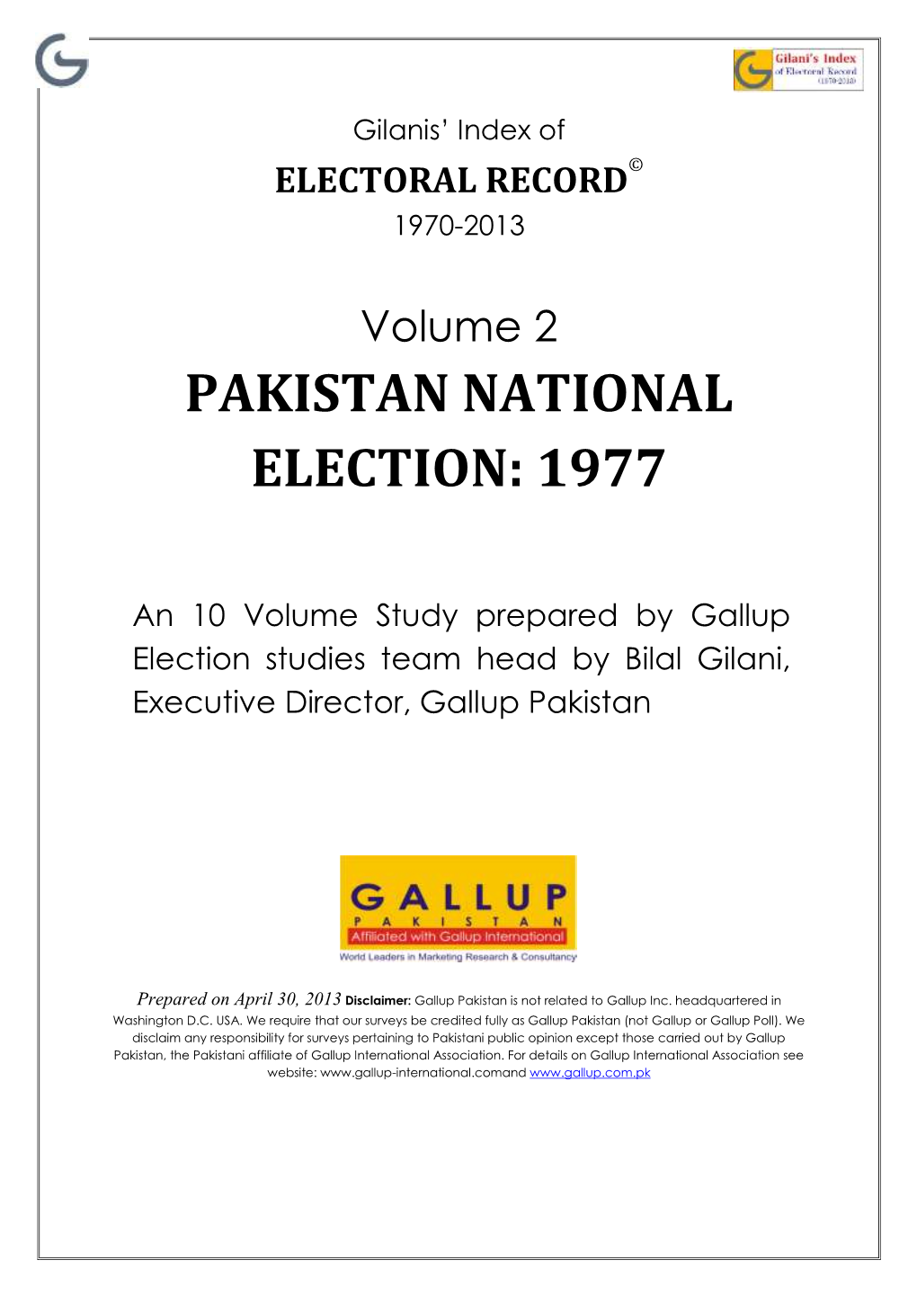 Pakistan National Election: 1977