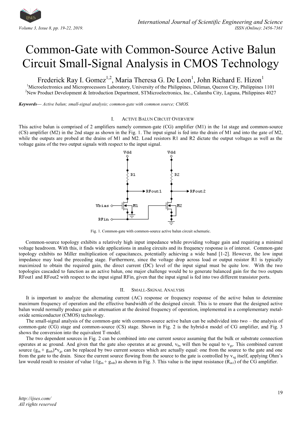 Common-Gate with Common-Source Active Balun Circuit Small-Signal Analysis in CMOS Technology