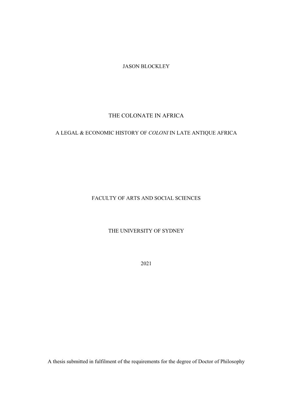 Thesis Submitted in Fulfilment of the Requirements for the Degree of Doctor of Philosophy