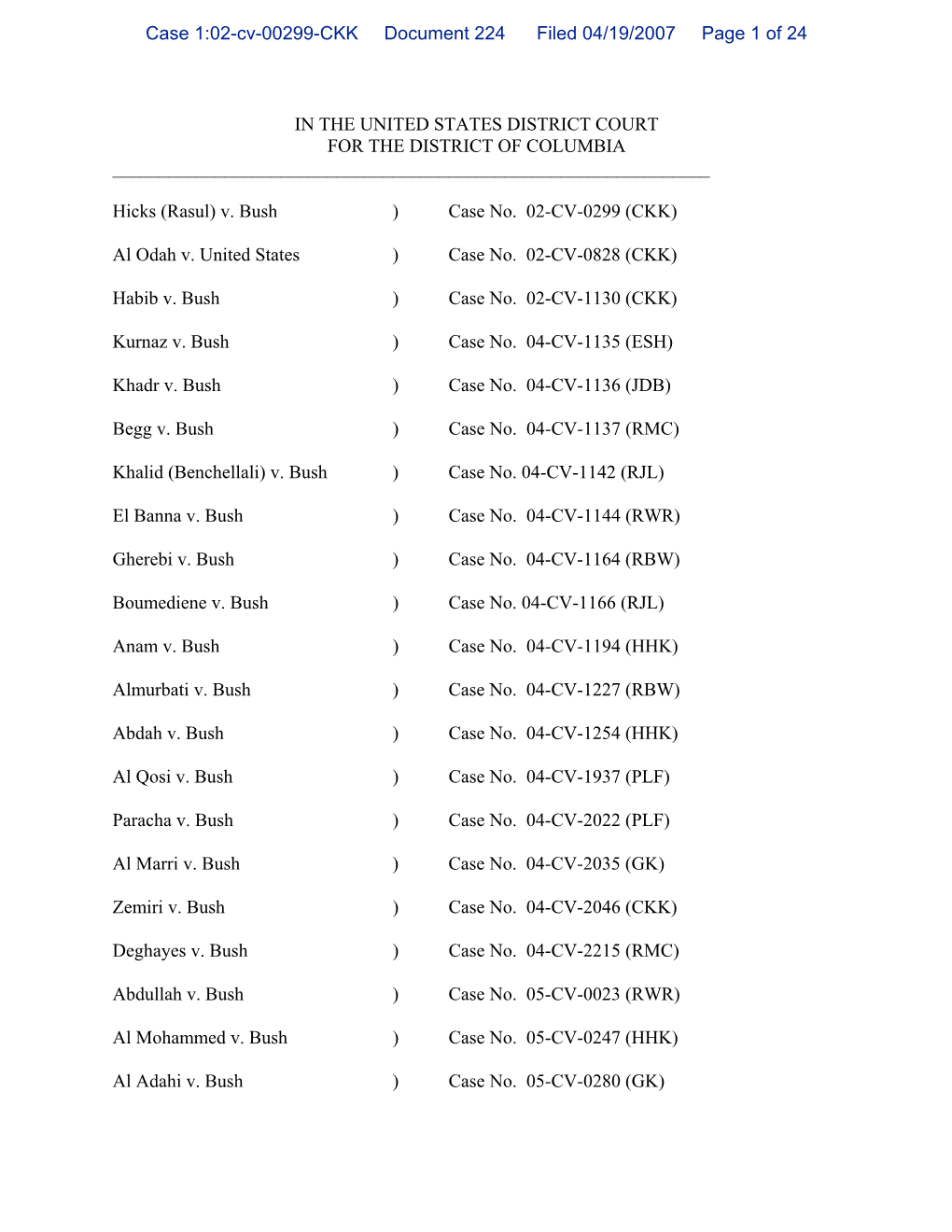 Case 1:02-Cv-00299-CKK Document 224 Filed 04/19/2007 Page 1 of 24