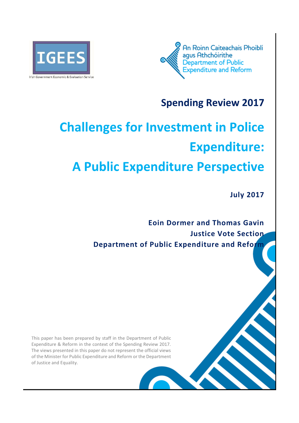 Challenges for Investment in Police Expenditure: a Public Expenditure Perspective