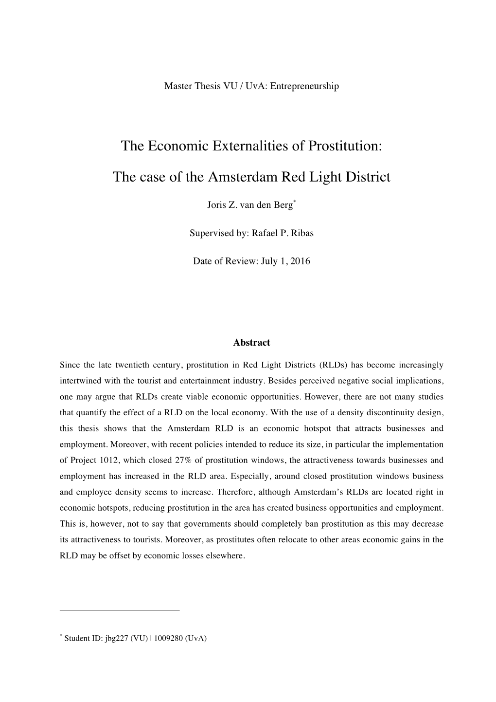 The Economic Externalities of Prostitution