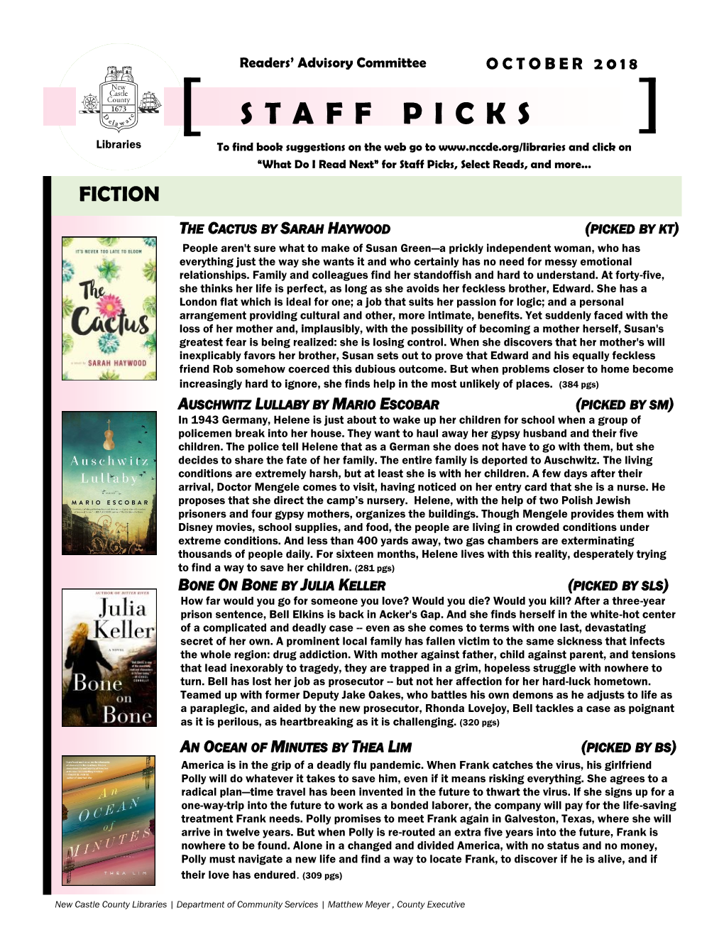 STAFF PICKS Libraries to Find Book Suggestions on the Web Go to and Click on “What Do I Read Next” for Staff Picks, Select Reads, and More