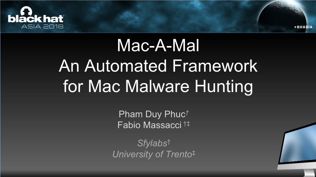 Mac-A-Mal an Automated Framework for Mac Malware Hunting