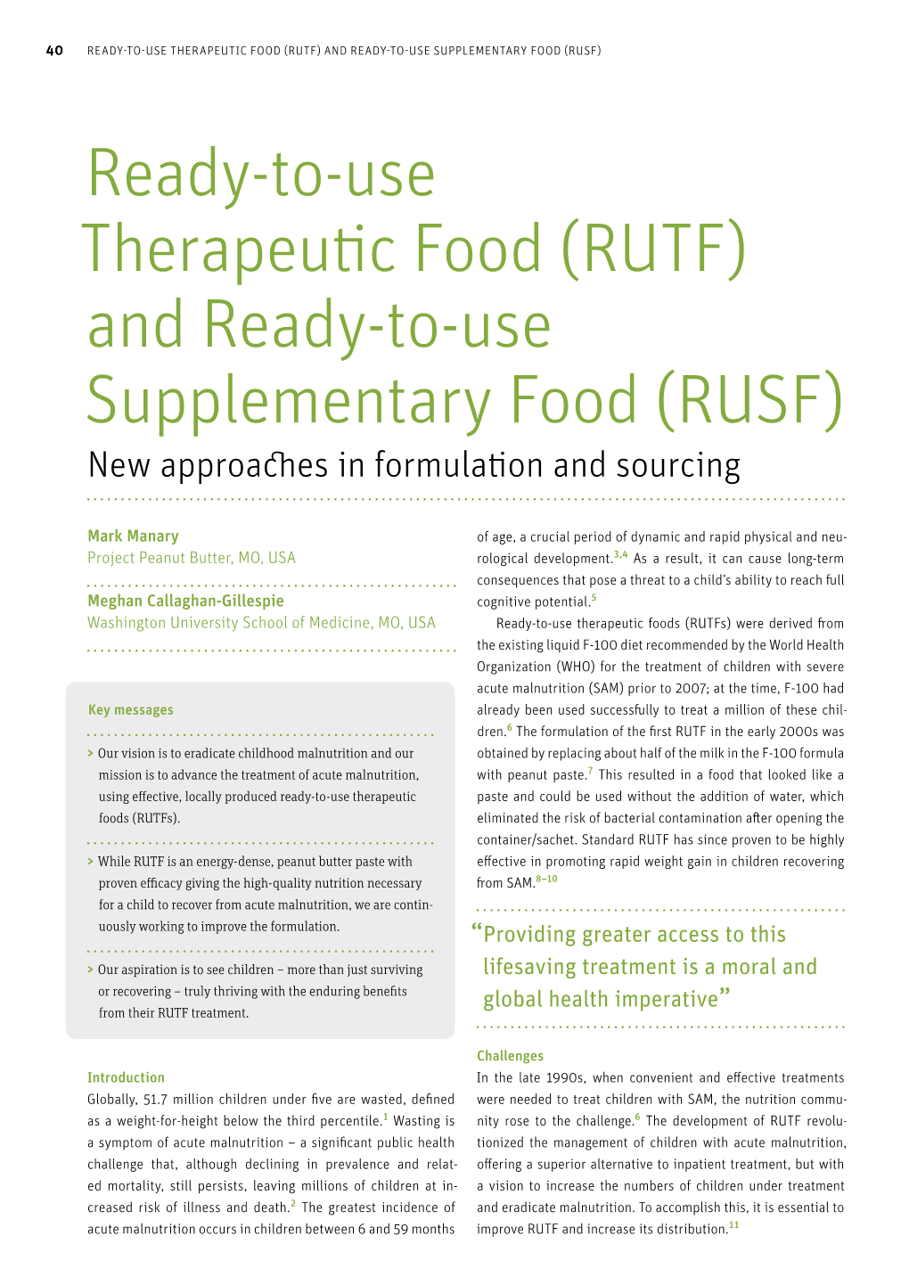 Rutf) and Ready-To-Use Supplementary Food (Rusf)