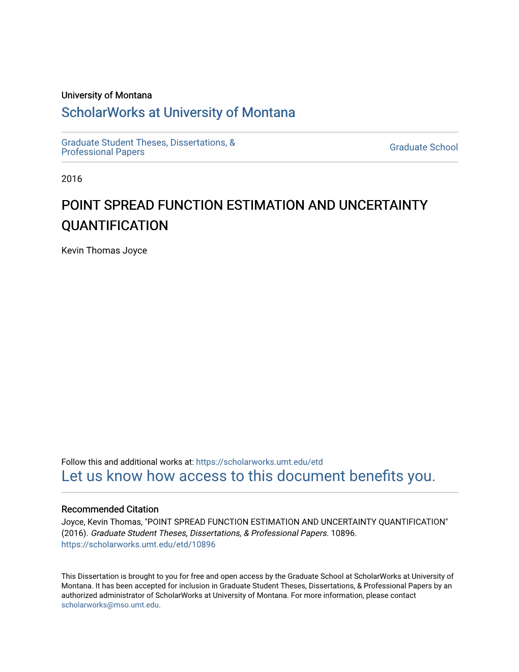 Point Spread Function Estimation and Uncertainty Quantification