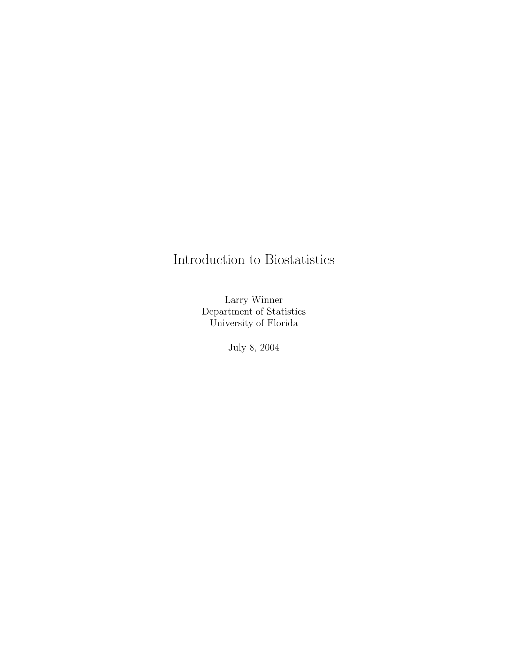 Introduction to Biostatistics