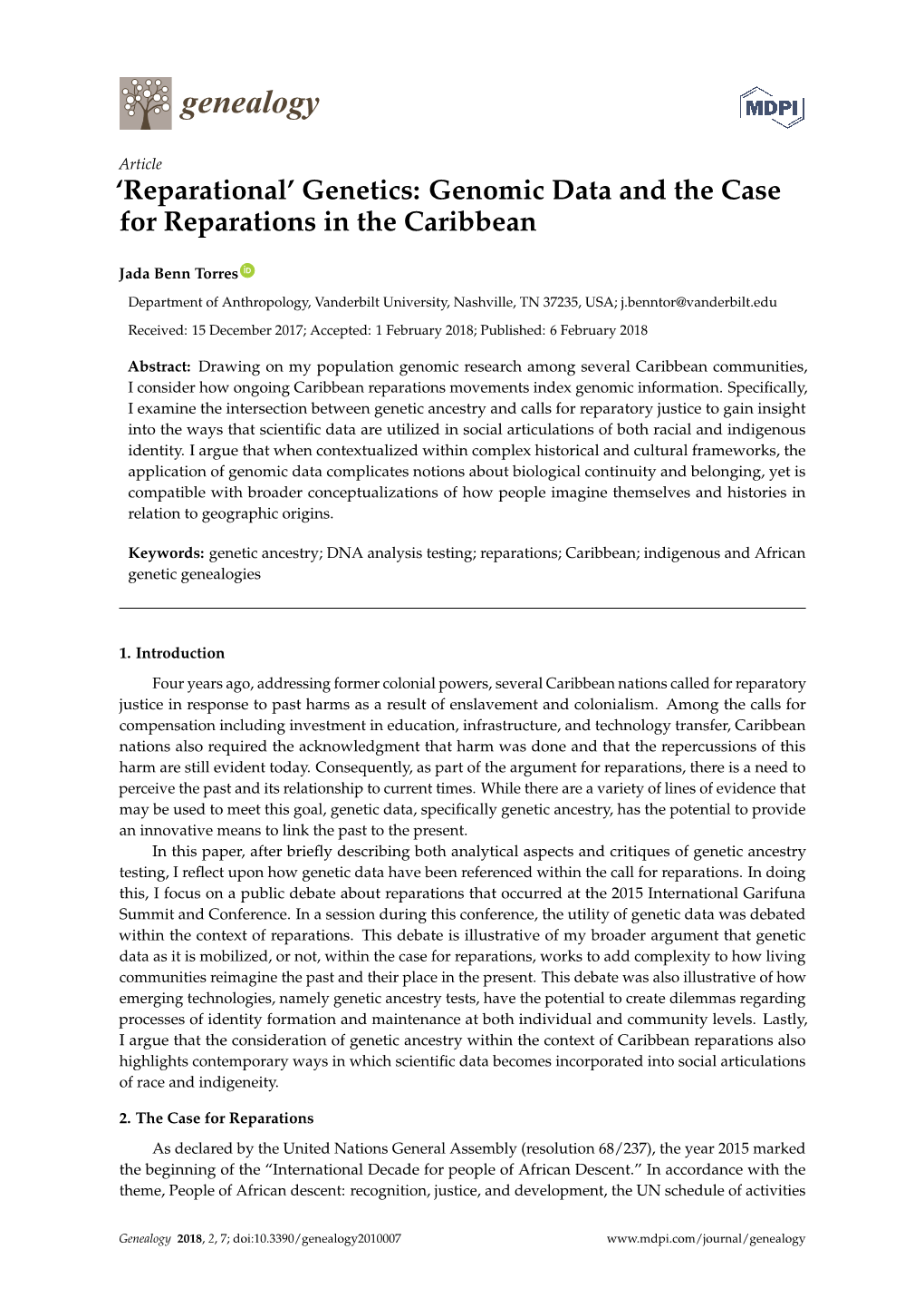 Genetics: Genomic Data and the Case for Reparations in the Caribbean