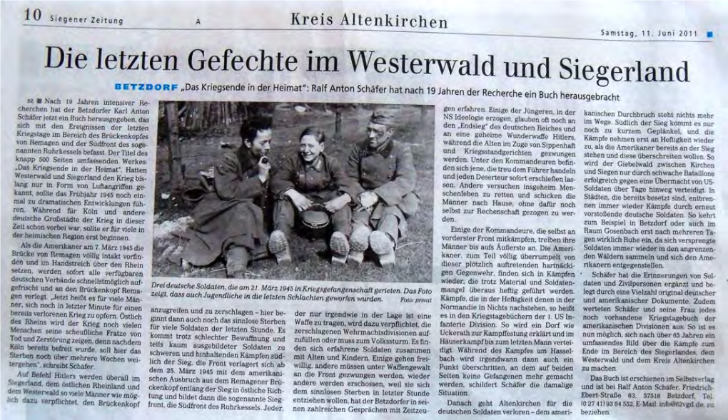 Die Letzten Gefechte Im Westerwald Und Siegerland