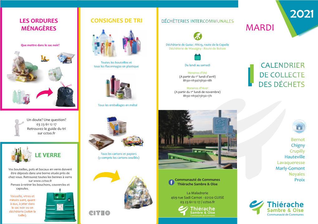 Calendrier De Collecte 2021 – MARDI