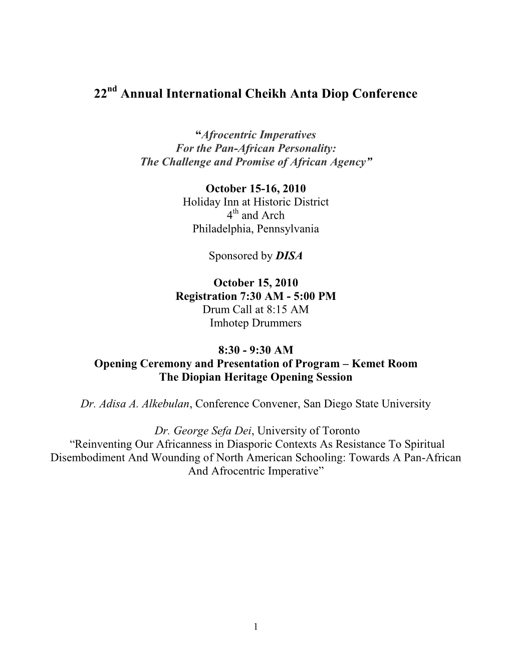 Annual International Cheikh Anta Diop Conference