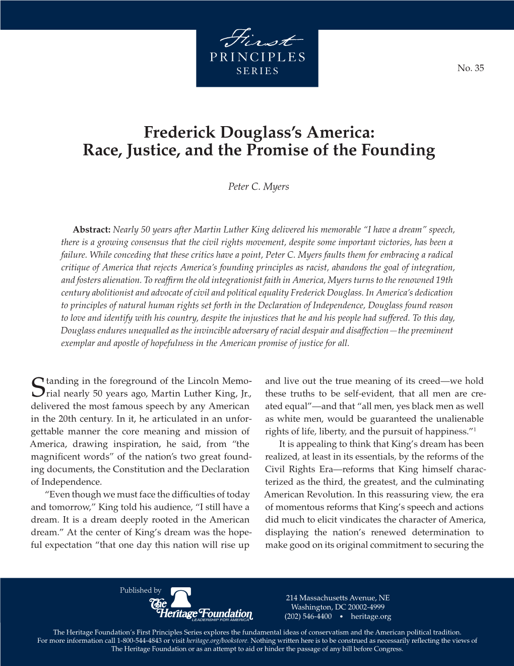 Frederick Douglass's America: Race, Justice, and the Promise Of