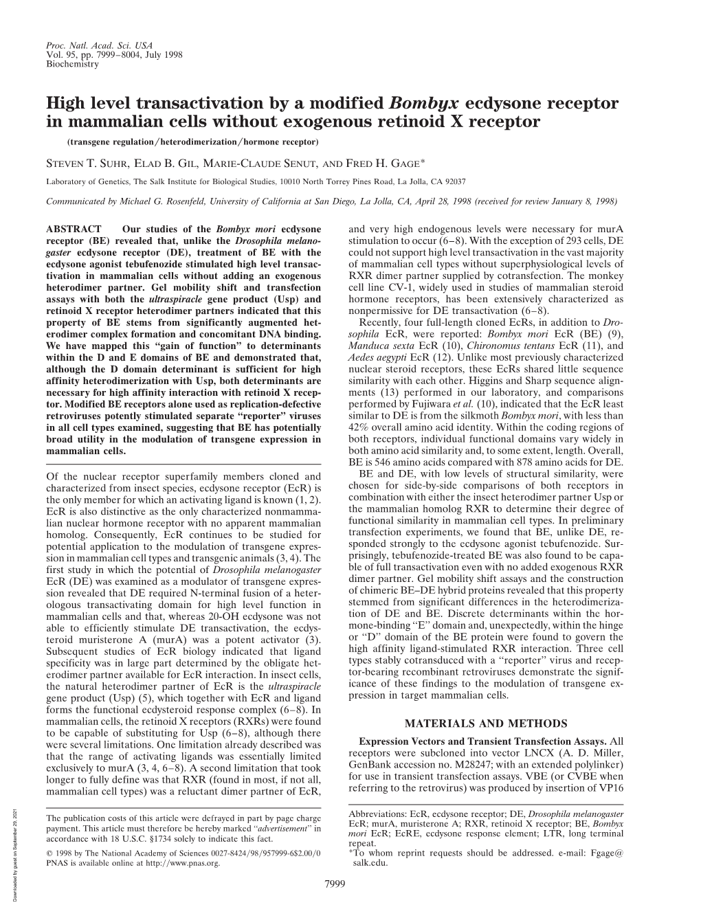 High Level Transactivation by a Modified Bombyx Ecdysone